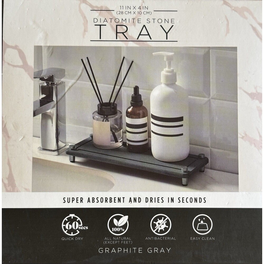 Diatomite Stone Tray And Sink Caddy Gray Lot Of 2